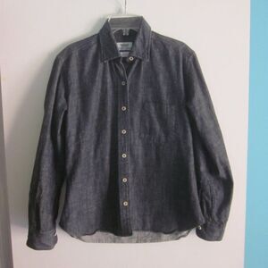 Brooklyn Tailors Womens Size L Custom Made Dark Blue Denim Fitted Shirt 42" Bust